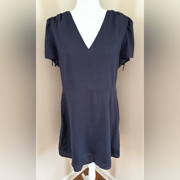 J. Crew Mercantile Navy Blue White Polka Dot Fit and Flare Mini Dress - Picture 1 of 14